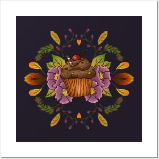 Autumnal chocolate cupcake Posters and Art